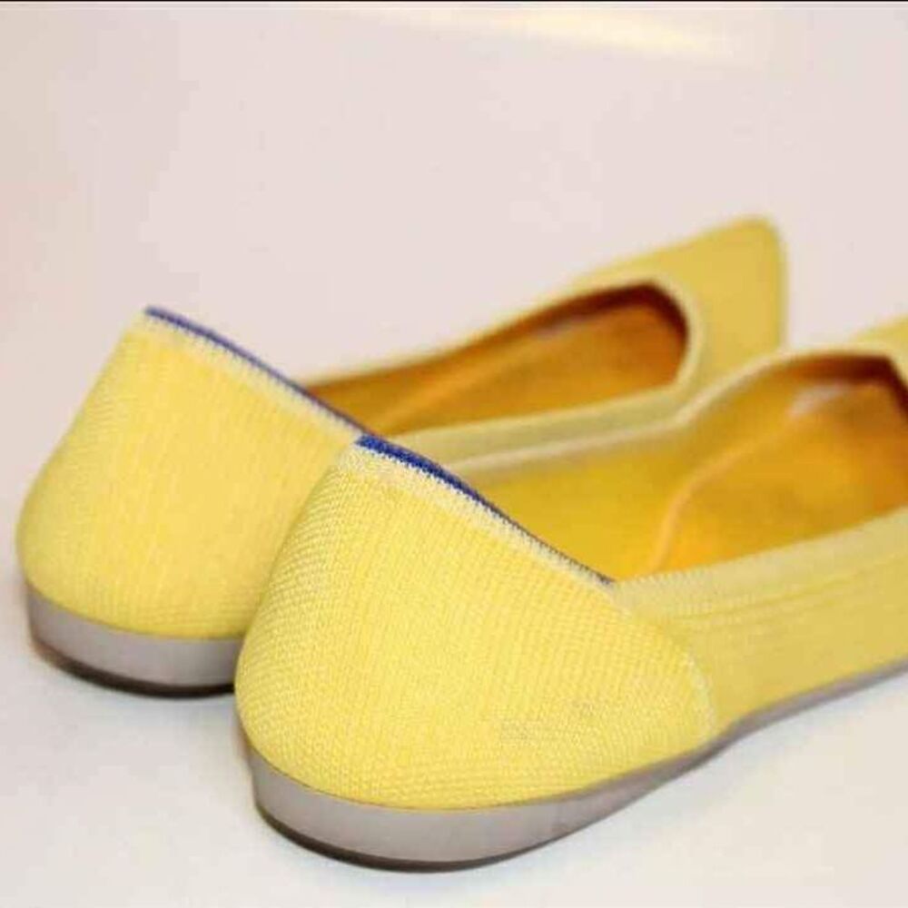 Rothy's Designer The Point Ballet Flats Sunlight Yellow Textile Shoes Size 7 - Picture 4 of 9